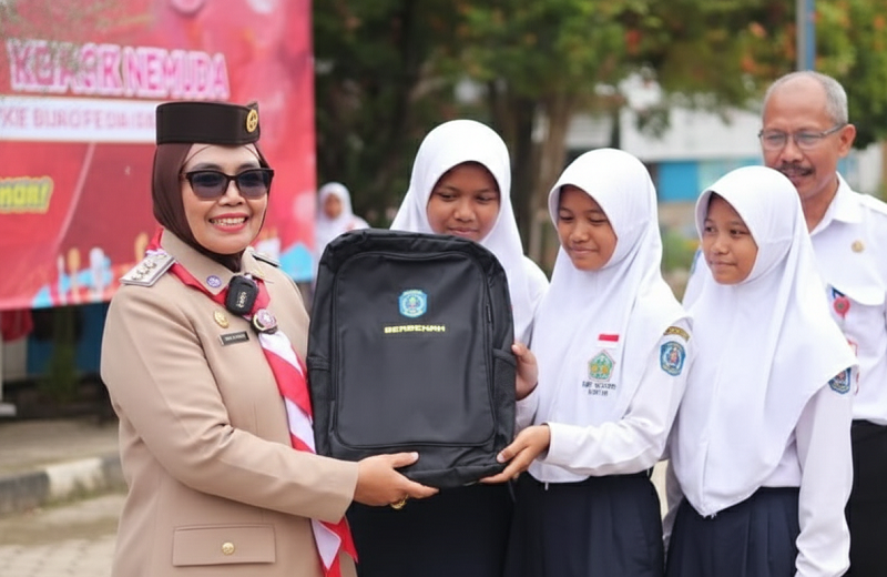Wali Kota Neni Bagikan Tas Gratis untuk Siswa SMPN 9 Bontang