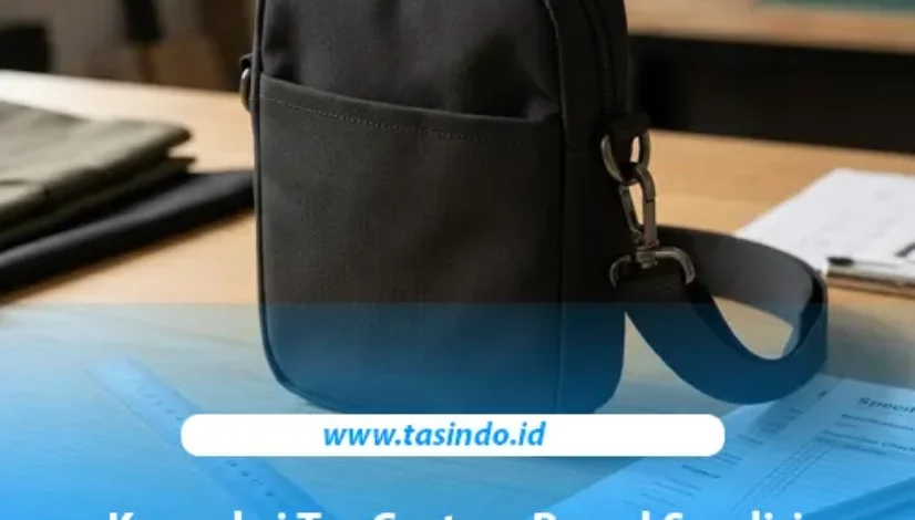 Contoh produk konveksi tas custom dengan logo brand pada slingbag hitam