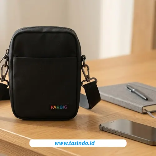 Contoh tas selempang compact untuk produksi tas custom dengan merek sendiri
