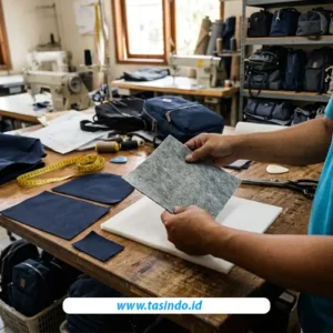 Pemilihan sampel interlining dan foam stabilizer dalam perencanaan tas custom