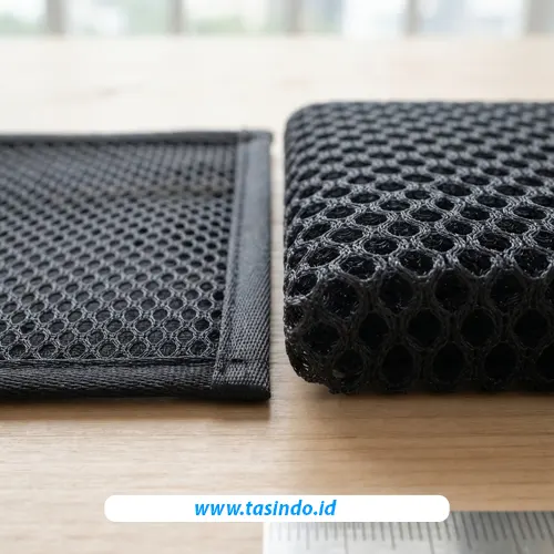 Perbandingan tekstur kain mesh dan air mesh untuk tas custom