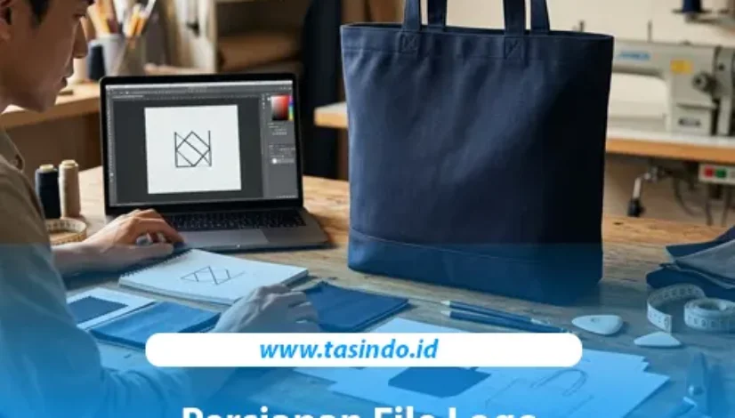 Persiapan file logo dan referensi desain sebelum produksi tas custom
