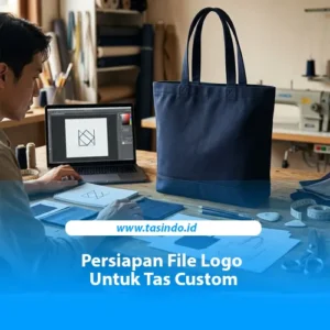 Persiapan file logo dan referensi desain sebelum produksi tas custom