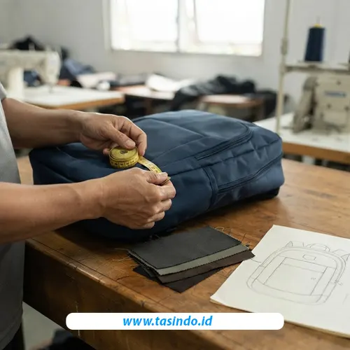 Persiapan spesifikasi dan pemilihan material untuk produksi tas diklat instansi