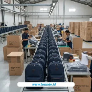 Persiapan tas ransel custom untuk distribusi program bantuan pendidikan