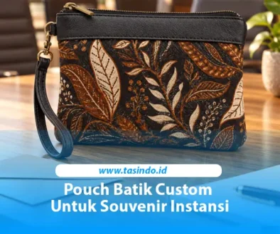 Pouch batik custom kombinasi kulit sintetis hitam untuk souvenir tamu instansi