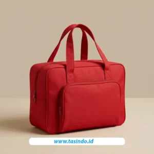 Tas box travel merah model jinjing dari katalog Tasindo untuk merchandise perusahaan