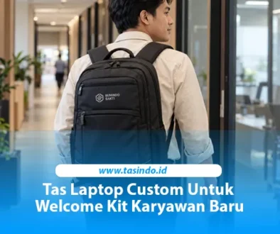 Tas laptop custom untuk welcome kit karyawan baru dengan perlengkapan onboarding perusahaan