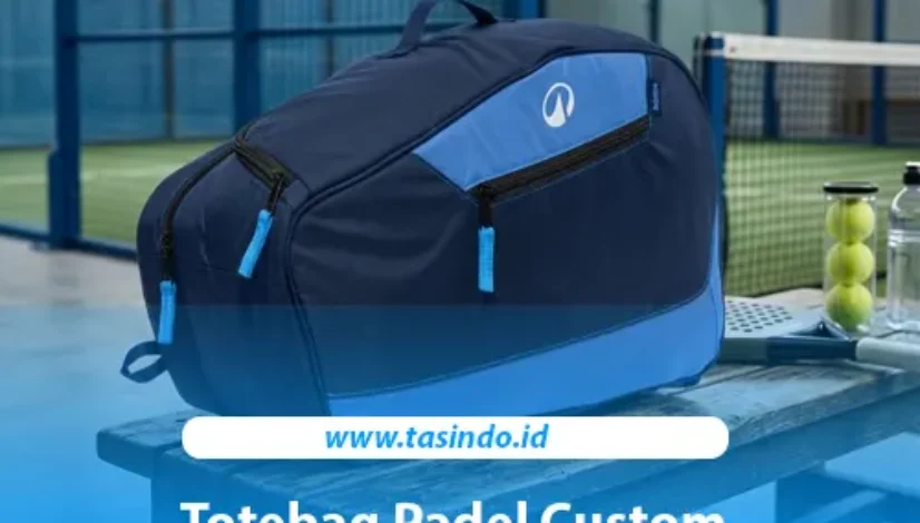 Totebag padel custom Wimbledos warna krem navy untuk merchandise member baru klub