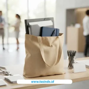 Totebag seminar tanpa resleting untuk membawa perlengkapan seminar kit