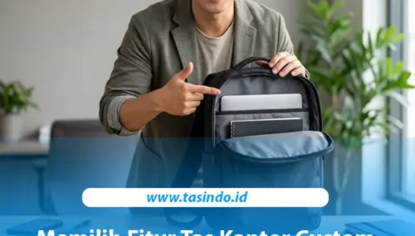 Tas kantor custom dengan kompartemen dan fitur penyimpanan untuk aktivitas karyawan