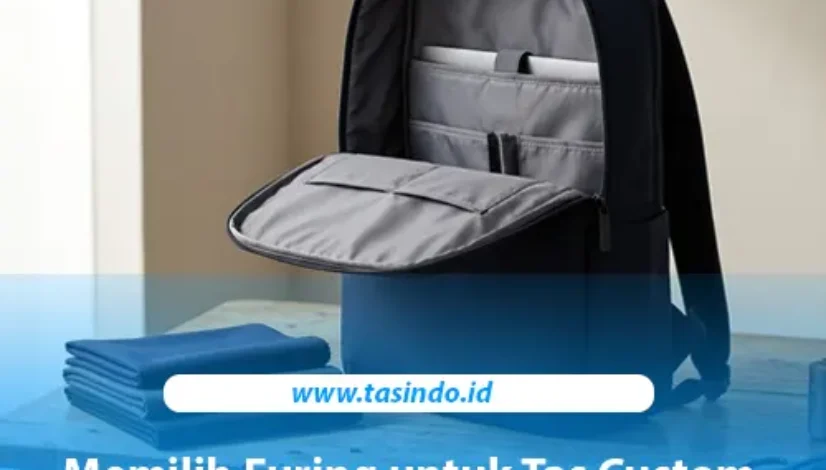 Contoh lapisan furing pada bagian dalam ransel untuk kebutuhan produksi tas custom